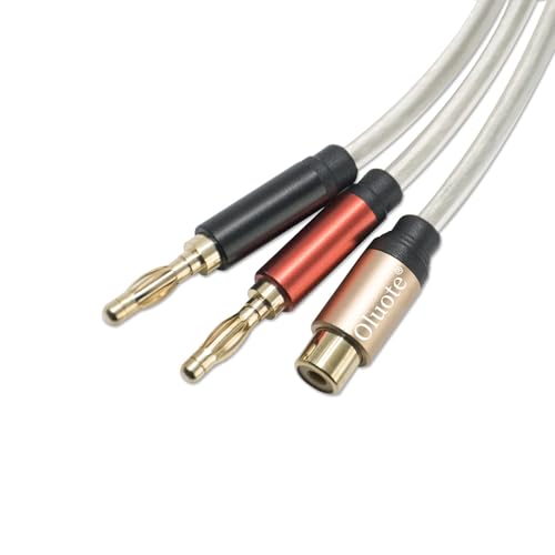 Oluote Lautsprecherkabel, Cinch Buchse auf 2 x Bananenstecker, Audio Verlängerungskabel Banane auf Cinch Ersatzkabel (1,5m) von Oluote