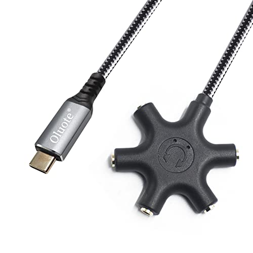 Oluote USB C Kopfhörer-Splitter USB C auf 3.5mm Audioadapter USB Typ C auf 3.5mm 5-Wege TRS Buchse Kompatibel mit Pixel 4 3 XL, Samsung Galaxy S22 S21(0.3m) von Oluote