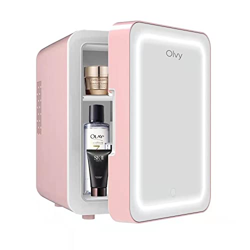 Olvy Kosmetik Kühlschrank 4 Liter, Tragbarer Mini Kühlschrank mit LED Spiegel, Klein Skincare Fridge, Kühl und Heiß für Zimmer, Rosa Olvy Kosmetik Kühlschrank 4 Liter, Tragbarer Mini Kühlschrank mit LED Spiegel, Klein Skincare Fridge, Kühl und Heiß für Zimmer, Rosa von Olvy
