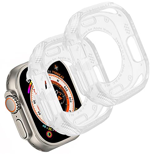 Olycism 2 Stück Uhrengehäuse kompatibel mit Apple Watch Ultra 49 mm TPU Hülle Exakte Passform Glatt 360 ° Rundum-Schutzhülle Ultradünne Hülle (Transparent) von Olycism