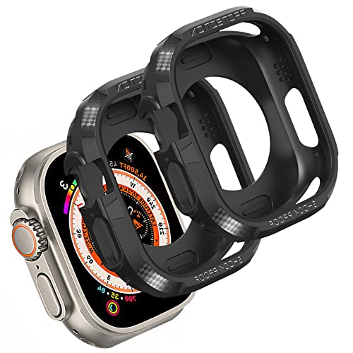 Olycism 2 Stück Uhrengehäuse kompatibel mit Apple Watch Ultra 49 mm TPU Hülle Exakte Passform Glatt 360 ° Rundum-Schutzhülle Ultradünne Hülle (schwarz) von Olycism