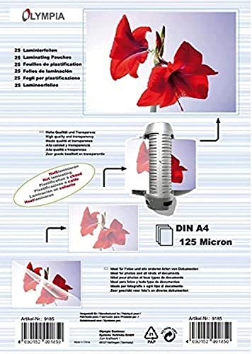 OLYMPIA Laminierfolie 25 X DIN A4 125 Mikron OLYMPIA Laminierfolie 25 X DIN A4 125 Mikron von Olympia