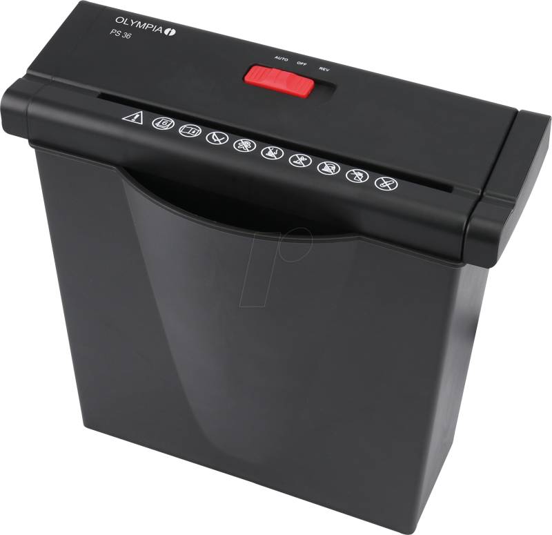 OLYMPIA PS36 SW - Aktenvernichter, Streifen-Schnitt, P-2, 7l, schwarz von Olympia