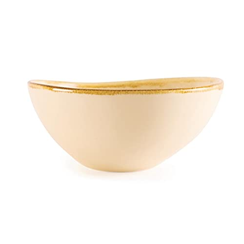 Olympia Kiln Bowl Sandstone 215 mm (4er Pack), Sandsteinfarbenes Porzellan, reaktive Glasur, handgemalte Ränder, lebenslange Garantie auf Randabplatzungen, spülmaschinenfest, GP323 von Olympia