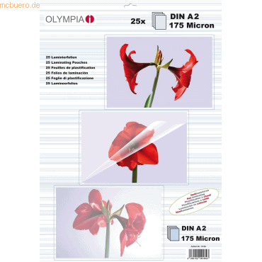 Olympia Laminierfolien A2 2x175 mic VE=25 Stück von Olympia