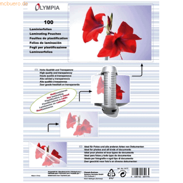 Olympia Laminierfolien A5 2x125 mic VE=100 Stück von Olympia