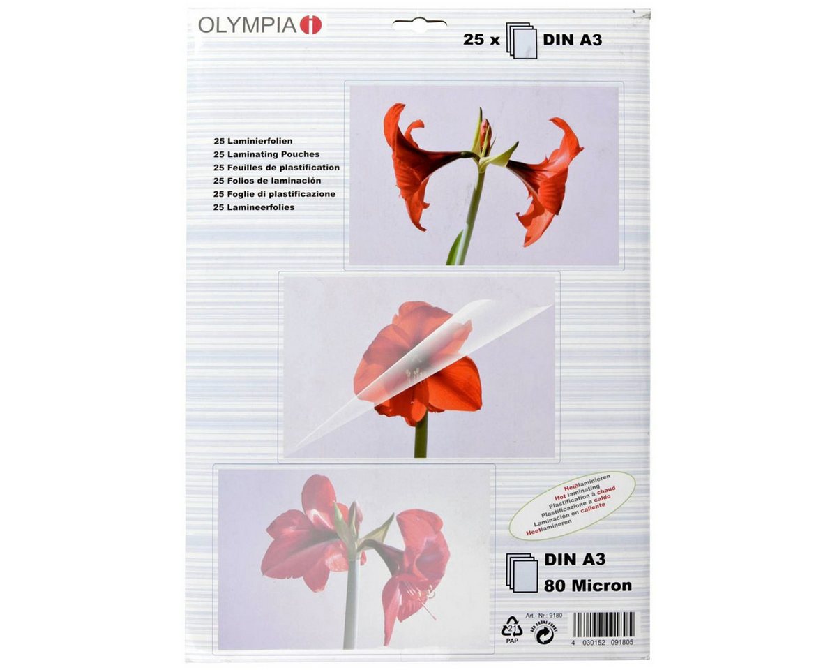 Olympia Laminiergerät 1x25 Laminierfolien DIN A3 80 micron 9180 Olympia Laminiergerät 1x25 Laminierfolien DIN A3 80 micron 9180 von Olympia
