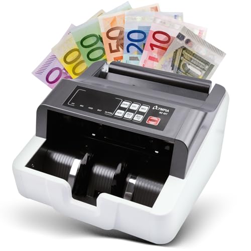 Olympia NC 452 Akku Geldzählmaschine & Geldscheinprüfer | Falschgeld Prüfer | Geldzählmaschine Scheine | Banknotenzähler mit UV MG Sensoren | LCD Display | Zählmaschine für Geldscheine & Banknoten von Olympia