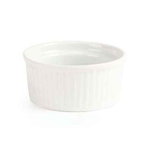 Olympia Whiteware Auflaufförmchen-Set, 80 mm/3,25 Zoll/90 ml/3 oz (12 Stück), weißes, vollständig verglastes Porzellan – ofen-, mikrowellen-, gefrier- und spülmaschinenfest, W414 von Olympia