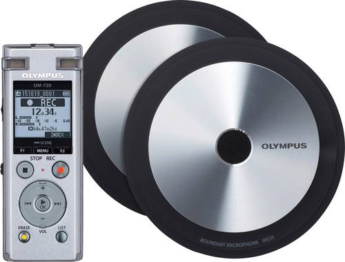 Olympus DM-720 Meet & Record Kit Large Digitales Diktiergerät Aufzeichnungsdauer (max.) 985h Silber von Olympus