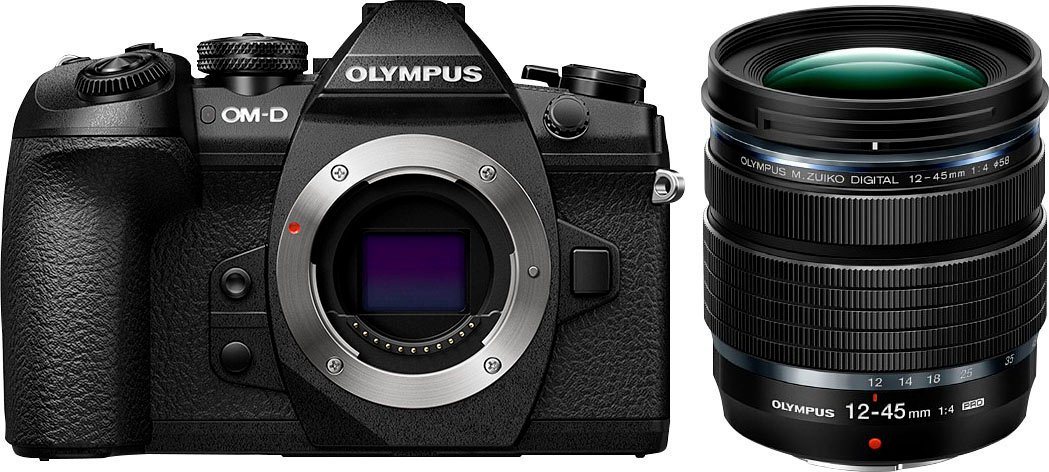 Olympus E-M1II Body + M.Zuiko ED 12-45mm PRO Systemkamera (Flash FL-LM3, BLH-1, BCH-1, USB Cable CB-USB11, Cable holder CC-1) von Olympus