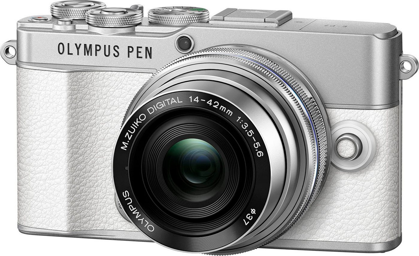 Olympus E‑P7 Systemkamera (M. Zuiko Digital ED 14-42mm F3.5-5.6 EZ Pancake, 20,3 MP, 3x opt. Zoom, Bluetooth, WLAN) von Olympus