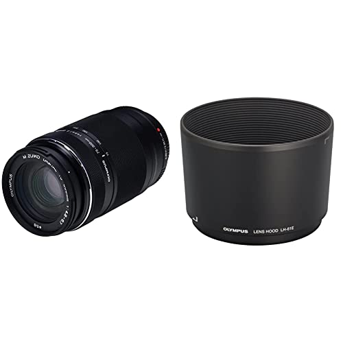 Olympus EZ-M7530 M.Zuiko Digital 75-300mm 1:4.8-6.7 Objektiv II, geeignet für alle MFT-Kameras, schwarz & LH-61E Sonnenblende (61 mm, M.ZUIKO Digital 75-300 mm Objektiv) von Olympus