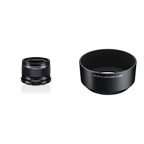 Olympus M.Zuiko Digital 25mm F1.8 Objektiv, lichtstarke Festbrennweite, geeignet für alle MFT-Kameras, schwarz & LH-40B Gegenlichtblende (geeignet für MFT 45 mm) schwarz von Olympus