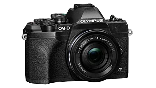 Olympus OM-D E-M10 Mark IV Micro-Four-Thirds-Systemkamera-Kit, 20 MP Sensor, 5-Achsen-Bildstabilisation,leistungsstarker AF, Wi-Fi,schwarz inkl. M.Zuiko Digital ED 14-42mm F3.5-5.6 EZ Pancake schwarz von Olympus