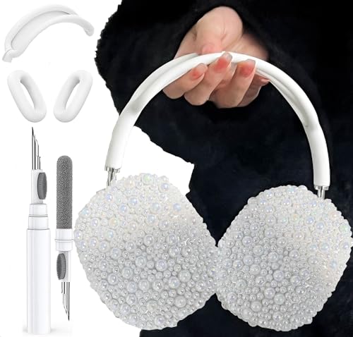 Glitzer-Perlen-Schutzhülle für AirPods Max Kopfhörer mit Reinigungsstift, Mädchen, weiche, handgefertigte Perlen, TPU-Ohrmuscheln, Ohrpolster, Kopfband, Silikon-Schutz für Apple Air Pod Max Zubehör, Glitzer-Perlen-Schutzhülle für AirPods Max Kopfhörer mit Reinigungsstift, Mädchen, weiche, handgefertigte Perlen, TPU-Ohrmuscheln, Ohrpolster, Kopfband, Silikon-Schutz für Apple Air Pod Max Zubehör, von Olytop