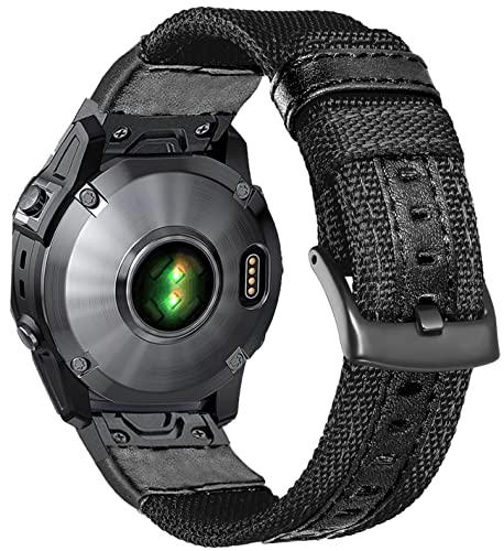 Olytop Fenix 7X/Fenix 6X/Fenix 5X Nylon-Uhrenarmband, 26 mm Schnellspanner, Sport-Nylon mit Leder-Uhrenersatzband für Garmin Fenix 6X Pro/Fenix 5X Plus, Fenix 3/3 HR, Enduro-Schwarz Olytop Fenix 7X/Fenix 6X/Fenix 5X Nylon-Uhrenarmband, 26 mm Schnellspanner, Sport-Nylon mit Leder-Uhrenersatzband für Garmin Fenix 6X Pro/Fenix 5X Plus, Fenix 3/3 HR, Enduro-Schwarz von Olytop