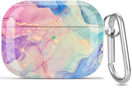 Olytop Schutzhülle für Airpods Pro 2. / 1. Generation, Marmor, 2019/2022/2023, niedliche Airpods-Pro-Schutzhülle, bedruckt, harte Haut, für Damen und Mädchen, mit Schlüsselanhänger, Violetter Marmor Olytop Schutzhülle für Airpods Pro 2. / 1. Generation, Marmor, 2019/2022/2023, niedliche Airpods-Pro-Schutzhülle, bedruckt, harte Haut, für Damen und Mädchen, mit Schlüsselanhänger, Violetter Marmor von Olytop