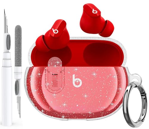 Olytop Schutzhülle für Beats Studio Buds/Buds + transparente Hülle mit Schloss 2021/2023, weiche, glitzernde, transparente TPU-Schutzhülle mit Reinigungsset und Schlüsselanhänger für Beat Studio Buds Olytop Schutzhülle für Beats Studio Buds/Buds + transparente Hülle mit Schloss 2021/2023, weiche, glitzernde, transparente TPU-Schutzhülle mit Reinigungsset und Schlüsselanhänger für Beat Studio Buds von Olytop