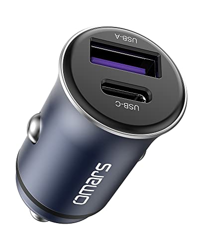 Omars USB Autoladegerät [USB C 35W+USB A 18W] 5A Metall Autoladegerät mit QC3.0 Schnellladung für iPhone12 Pro MAX Mini Samsung S21 Huawei LG iPad Airpods von Omars