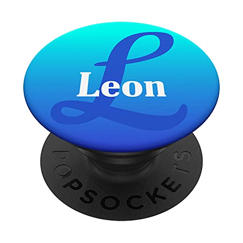 Leon Name Türkis PopSockets mit austauschbarem PopGrip von OmbreDesign Namensdesigns Buchstabe K-M