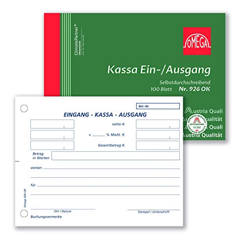 Omega Druck Kassaein-/ausgangsbuch SD A6/quer 1 x 100 Blatt Papierfolge, weiß von Omega Druck