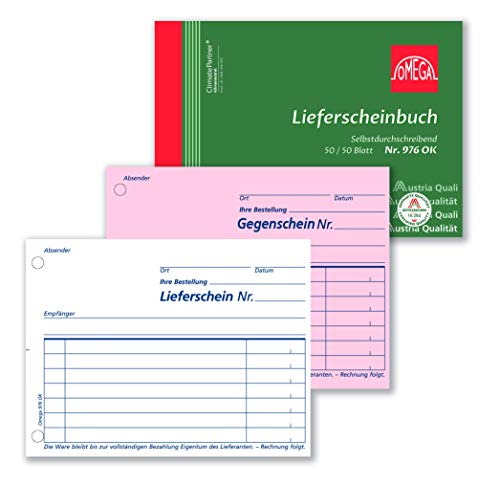 Omega Lieferscheinbuch 976 OK, selbstdurchschreibend, A6 quer, 2 x 50 Blatt, weiß/rosa von Omega Druck