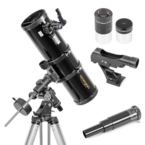 Omegon Teleskop N 150/750 EQ-4 | Newton Reflektor | leistungsstark für Deep-Sky | robuste EQ-4 Montierung | ideal für Einsteiger und Fortgeschrittene von Omegon