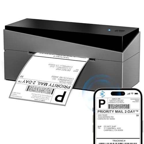 Omezizy Bluetooth Thermo-Etikettendrucker 4x6, 249BT Versandetikettendrucker 4x6, kabelloser thermischer Versand-Etikettendrucker für Versandpakete, kleines Unternehmen, Büro, Zuhause, kompatibel mit von Omezizy