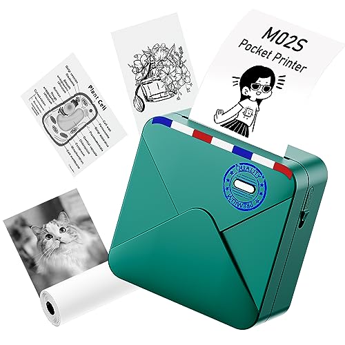 Omezizy Mini Drucker für Smartphone, M02S Mini Sticker Drucker, Bluetooth Thermodrucker, Mini Fotodrucker für Handy, Minidrucker, Pocket Printer für Studium, Fotos, Scrapbooking, Geschenke von Omezizy