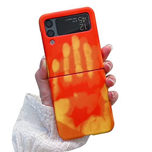 Omio Kompatibel mit Samsung Galaxy Z Flip 4 5G Farbwechsel Schutzhülle, Thermo Sensor Hülle Hitzesensor Induktion Fluoreszierende Temperatur Sensing Creative Cover Ultra Dünn Anti-Scratch Cover von Omio