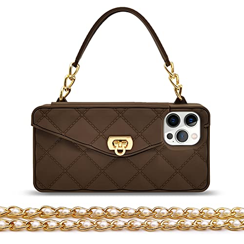 Omio Kompatibel mit iPhone 16 Pro, Brieftaschen-Schutzhülle mit Kartenhalter, luxuriöse Kettenhülle mit langer Perle, Schulterriemen, Umhängeband, Handschlaufe, weiches Silikon, Handtaschen-Cover für Omio Kompatibel mit iPhone 16 Pro, Brieftaschen-Schutzhülle mit Kartenhalter, luxuriöse Kettenhülle mit langer Perle, Schulterriemen, Umhängeband, Handschlaufe, weiches Silikon, Handtaschen-Cover für von Omio