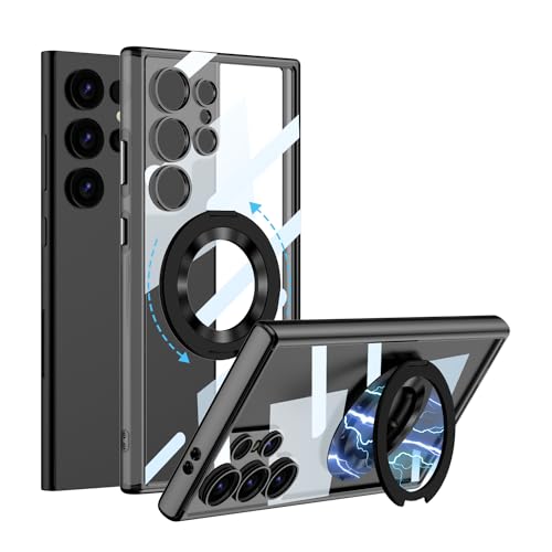 Omio Magnetische Ringhülle für Galaxy S24 Ultra, kompatibel mit Magsafe, militärische Qualität, stoßfest, schlank, transparent, mit Ständer und Ringhalter, für Männer, Frauen, Mädchen, Titanschwarz Omio Magnetische Ringhülle für Galaxy S24 Ultra, kompatibel mit Magsafe, militärische Qualität, stoßfest, schlank, transparent, mit Ständer und Ringhalter, für Männer, Frauen, Mädchen, Titanschwarz von Omio