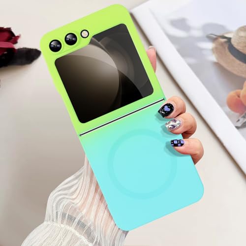 Omio Magnetische Silikonhülle für Samsung Galaxy Z Flip 5, kompatibel mit MagSafe, luxuriöses Farbverlaufsdesign, weiches Flüssigsilikon mit Kameralinsenschutz, stoßfeste Abdeckung für Damen und Omio Magnetische Silikonhülle für Samsung Galaxy Z Flip 5, kompatibel mit MagSafe, luxuriöses Farbverlaufsdesign, weiches Flüssigsilikon mit Kameralinsenschutz, stoßfeste Abdeckung für Damen und von Omio