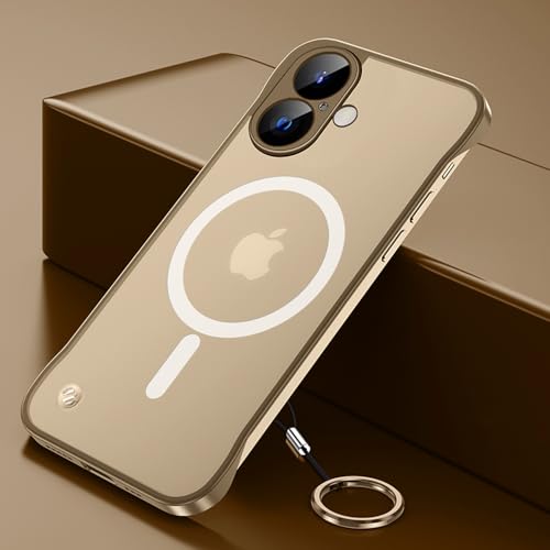Omio Magnetische Slim Hülle für iPhone 16 Plus Kompatibel mit MagSafe, Klar Matt Ultradünn Bumper Rahmenloses Randloses Design mit Fingerschlaufe Vollkameraschutz für Damen Herren Desert Titanium Omio Magnetische Slim Hülle für iPhone 16 Plus Kompatibel mit MagSafe, Klar Matt Ultradünn Bumper Rahmenloses Randloses Design mit Fingerschlaufe Vollkameraschutz für Damen Herren Desert Titanium von Omio