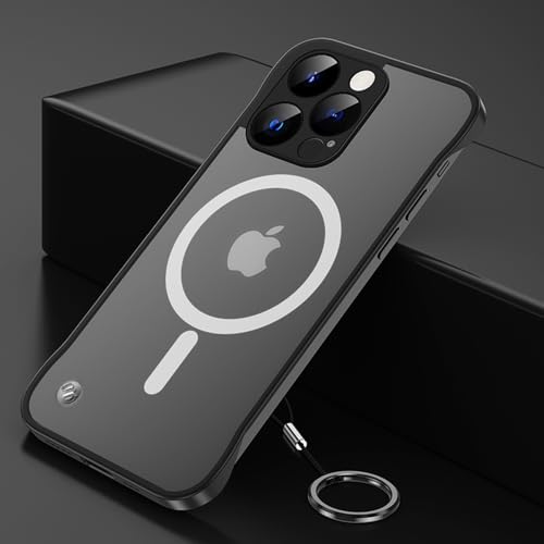 Omio Magnetische Slim Hülle für iPhone 16 Pro Kompatibel mit MagSafe, Klar Matt Ultradünn Bumper Rahmenloses Randloses Design mit Fingerschlaufe Vollkameraschutz für Damen Herren Schwarz Titan Omio Magnetische Slim Hülle für iPhone 16 Pro Kompatibel mit MagSafe, Klar Matt Ultradünn Bumper Rahmenloses Randloses Design mit Fingerschlaufe Vollkameraschutz für Damen Herren Schwarz Titan von Omio