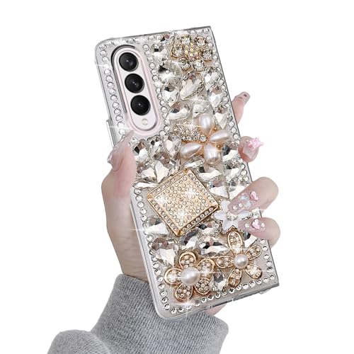 Omio Schutzhülle für Galaxy Z Fold 3 5G, handgefertigt, funkelnd, atemberaubende Steine, Kristall, Strass, Diamant, Glitzer, harte PC-Handyhülle für Frauen und Mädchen, Weiß Omio Schutzhülle für Galaxy Z Fold 3 5G, handgefertigt, funkelnd, atemberaubende Steine, Kristall, Strass, Diamant, Glitzer, harte PC-Handyhülle für Frauen und Mädchen, Weiß von Omio