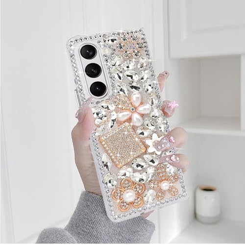 Omio Schutzhülle für Galaxy Z Fold 6 5G, niedlich, 3D, handgefertigt, funkelnd, atemberaubende Steine, Kristall, Strass, Diamant, Glitzer, harte PC-Handyhülle für Frauen und Mädchen, Weiß Omio Schutzhülle für Galaxy Z Fold 6 5G, niedlich, 3D, handgefertigt, funkelnd, atemberaubende Steine, Kristall, Strass, Diamant, Glitzer, harte PC-Handyhülle für Frauen und Mädchen, Weiß von Omio