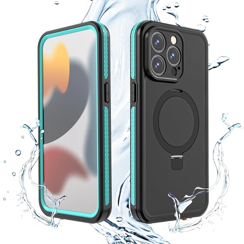 Omio Schutzhülle für iPhone 15 Pro Max, wasserdichte Hülle mit Ständer, kompatibel mit MagSafe, Ganzkörper-Magnethülle, IP70, Unterwasserhülle, eingebauter Displayschutz, Militärqualität, stoßfest, von Omio