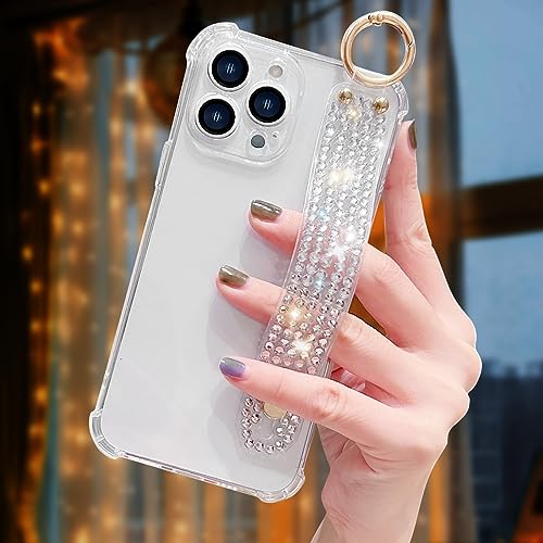 Omio Schutzhülle für iPhone 16 Pro Max, transparent, luxuriös, glitzernd, Strass, Diamant-Ständer, weiches TPU-Silikon, schlanke Hülle mit Handschlaufe, Griffhalterung, Ständer, für Damen und Mädchen, Omio Schutzhülle für iPhone 16 Pro Max, transparent, luxuriös, glitzernd, Strass, Diamant-Ständer, weiches TPU-Silikon, schlanke Hülle mit Handschlaufe, Griffhalterung, Ständer, für Damen und Mädchen, von Omio