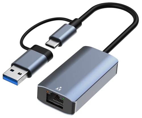 2 In 1 USB C auf Ethernet Adapter 1000M, USB auf RJ45 Gigabit Ethernet LAN Netzwerkadapter, Netzwerk Adapter auf USB-C mit Windows XP, MAC OS, Linux, Vista 7 8 10 11, Telefon, Tablet, Laptop, etc von Omivine