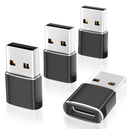 Omivine USB-A auf USB Typ-C Adapter 4 Pack, USB-C auf A Adapter, Typ C Buchse auf A Stecker Auto Ladekabel Konverter für iPhone 16 15, MacBook, Notebook, Tablet, Smartphone, Galaxy, iPad - Schwarz Omivine USB-A auf USB Typ-C Adapter 4 Pack, USB-C auf A Adapter, Typ C Buchse auf A Stecker Auto Ladekabel Konverter für iPhone 16 15, MacBook, Notebook, Tablet, Smartphone, Galaxy, iPad - Schwarz von Omivine