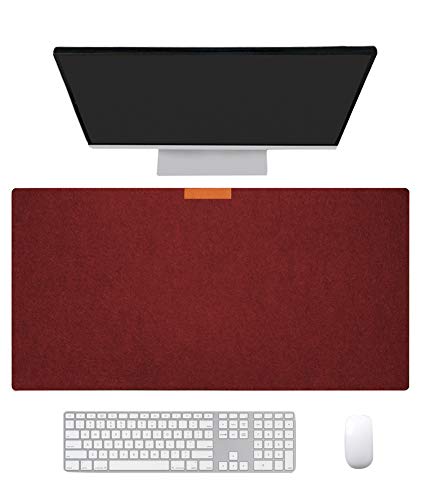 Ommda Wasserdichte Office Doppelseitig Mauspad Filz Multifunktionales Schreibtischunterlage Mouse Pad Anti Rutsch Abwischbar Groß für Büro und Zuhause,Burgund,30x80x0.2cm von Ommda