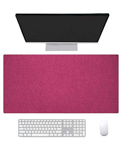 Ommda Wasserdichte Office Mauspad Filz Multifunktionales Schreibtischunterlage Mouse Pad Anti Rutsch Abwischbar Groß für Büro und Zuhause Fuscia,80x40cm von Ommda