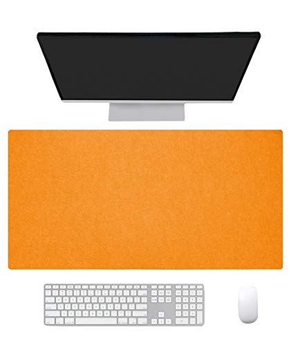 Ommda Wasserdichte Office Mauspad Filz Multifunktionales Schreibtischunterlage Mouse Pad Anti Rutsch Abwischbar Groß für Büro und Zuhause Hell orange,80x40cm von Ommda