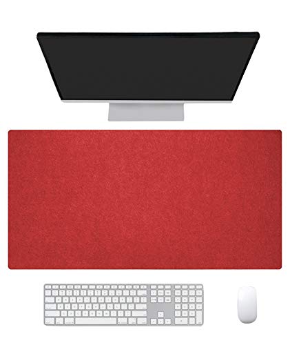 Ommda Wasserdichte Office Mauspad Filz Multifunktionales Schreibtischunterlage Mouse Pad Anti Rutsch Abwischbar Groß für Büro und Zuhause rot,100x50cm von Ommda