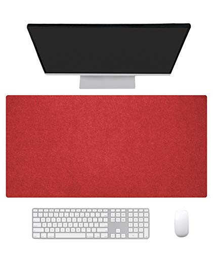 Ommda Wasserdichte Office Mauspad Filz Multifunktionales Schreibtischunterlage Mouse Pad Anti Rutsch Abwischbar Groß für Büro und Zuhause rot,80x40cm von Ommda