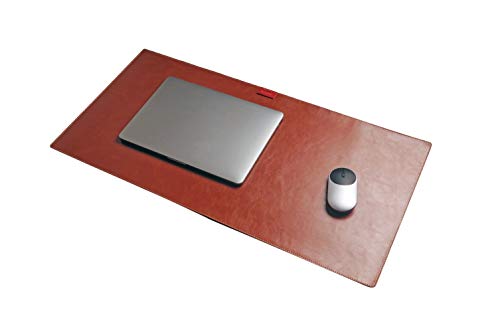 Ommda Wasserdichte Schreibtischunterlage echtleder Leder Hochwertig Abwischbar Office Mauspad Groß Doppelseitig für Büro und Zuhause,Braun,60x40cm von Ommda