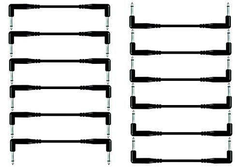 Audiokabel Klinke schwarz mono 6.3 mm Winkelstecker auf JACK mono 6.3 mm Winkel 1 m für Musikinstrumente Bassgitarre Batterie Klavierbank am Audio-Mixer (2 Stück) von OmniaLaser