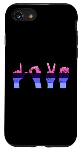 Hülle für iPhone SE (2020) / 7 / 8 Omnisexuelle Liebe in Zeichensprache Hand Icons ASL Pride Flag von Omnisexual Pride Flag Aesthetic Merch Accessories